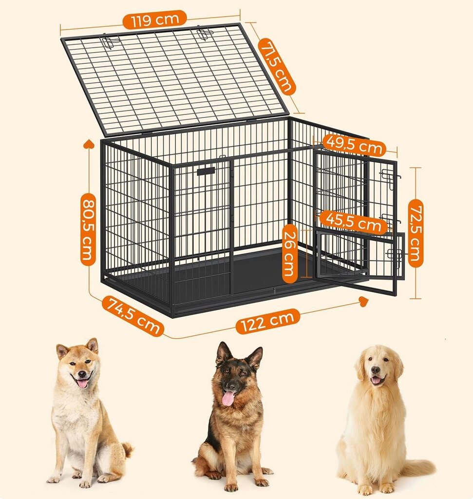 Šunų transportavimo narvas Feandrea, 122x74,5x80 cm kaina ir informacija | Transportavimo narvai, krepšiai | pigu.lt