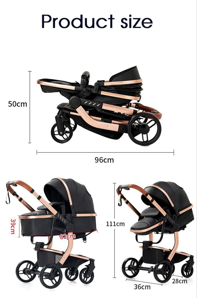 Universalus kūdikių vežimėlis 3-in-1, brown kaina ir informacija | Vežimėliai | pigu.lt