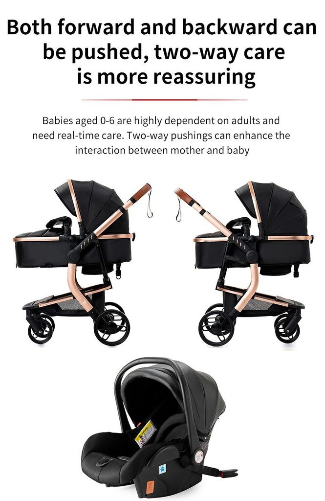 Universalus kūdikių vežimėlis 3-in-1, red kaina ir informacija | Vežimėliai | pigu.lt