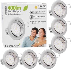 Светодиодные встраиваемые точечные потолочные светильники Lumare, 6шт, 6W, 230V, 400LM, белые цена и информация | Монтируемые светильники, светодиодные панели | pigu.lt