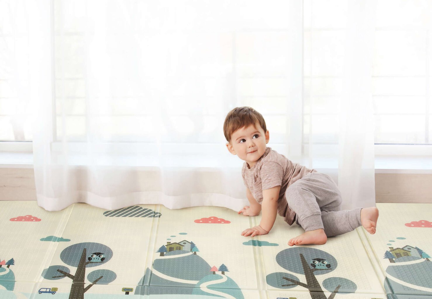 Žaidimų kilimėlis Humbi Thick 2W1 Educational, 200x180x1 cm kaina ir informacija | Lavinimo kilimėliai | pigu.lt