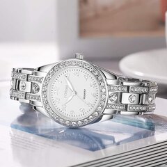 Женские часы Yosimi с аналоговым дисплеем и браслетом, серебро, роскошный стиль, римские цифры, круглая форма с блестящими кристаллами, водонепроницаемые цена и информация | Женские часы | pigu.lt