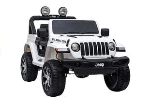 Dvivietis vaikiškas elektromobilis Lean Cars Jeep Wrangler Rubicon, baltas kaina ir informacija | Elektromobiliai vaikams | pigu.lt