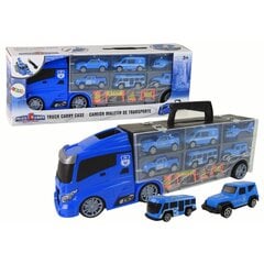Policijos sunkvežimis su automobiliais Lean Toys, mėlynas kaina ir informacija | Žaislai berniukams | pigu.lt
