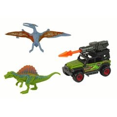 Figūrėlių rinkinys Dinozaurai su visureigiu oranžine raketa LeanToys kaina ir informacija | Žaislai berniukams | pigu.lt