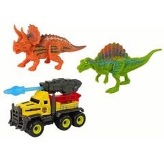 Figūrėlių rinkinys Dinozaurai ir raketų automobilis LeanToys, geltonas kaina ir informacija | Žaislai berniukams | pigu.lt