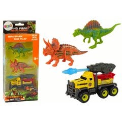 Figūrėlių rinkinys Dinozaurai ir raketų automobilis LeanToys, geltonas цена и информация | Игрушки для мальчиков | pigu.lt