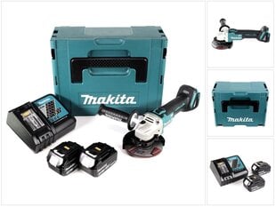 Аккумуляторная угловая шлифовальная машина Makita DGA 504 RFJ, 18В, с аккумулятором и блоком для зарядки цена и информация | Шлифовальные машины | pigu.lt