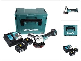 Аккумуляторная угловая шлифовальная машина Makita DGA 504 RGJ, 18 В, с аккумулятором и блоком для зарядки цена и информация | Шлифовальные машины | pigu.lt