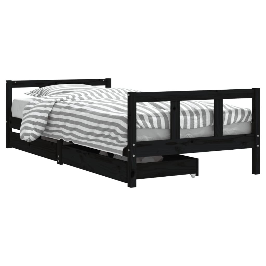 Vaikiškos lovos rėmas vidaXL, 90x200 cm, juodas kaina ir informacija | Vaikiškos lovos | pigu.lt
