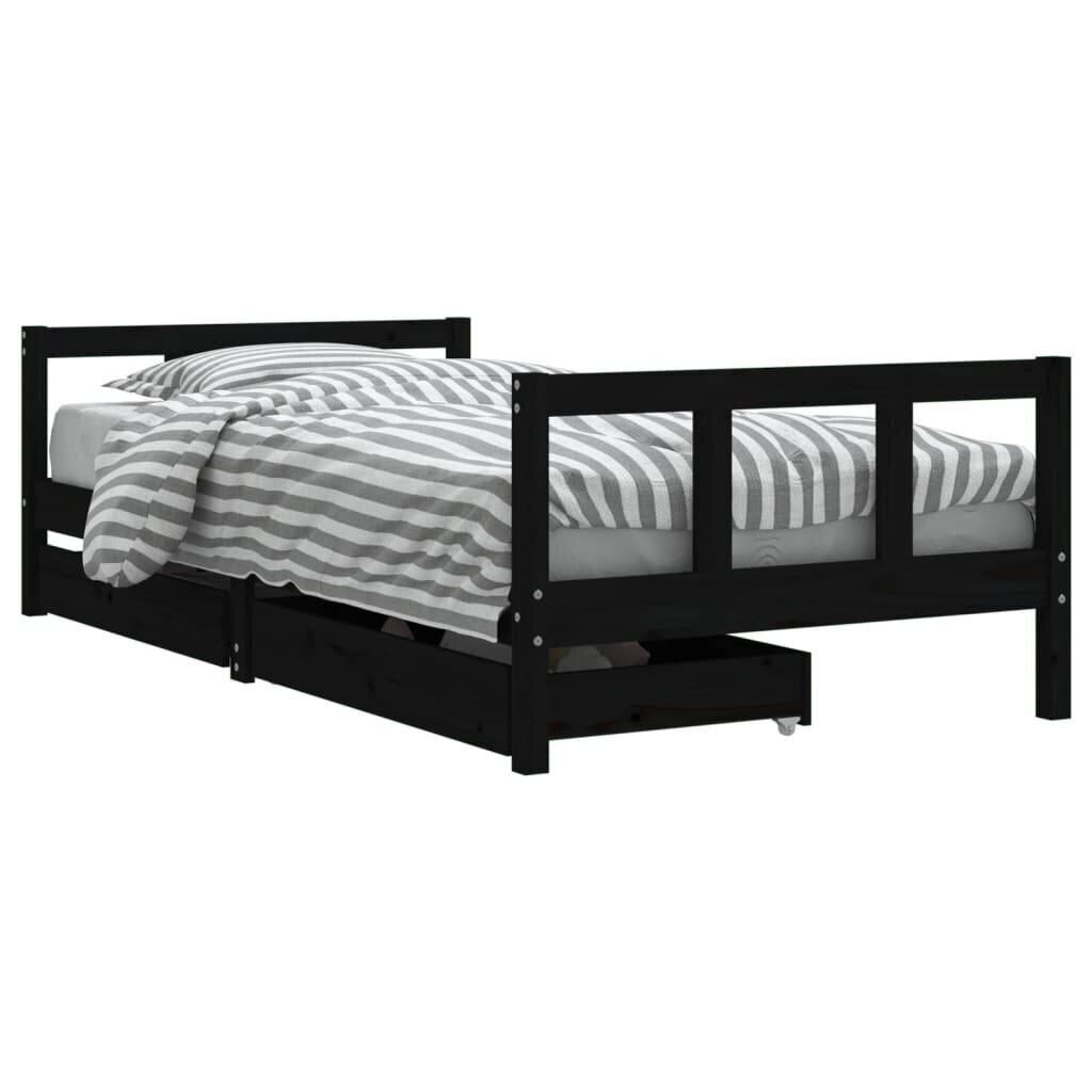 Vaikiškos lovos rėmas vidaXL, 90x190 cm, juodas цена и информация | Vaikiškos lovos | pigu.lt