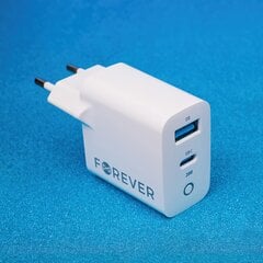 Forever TC-06-20AC PD QC charger 1x USB-C 1x USB 20W white цена и информация | Зарядные устройства для телефонов | pigu.lt