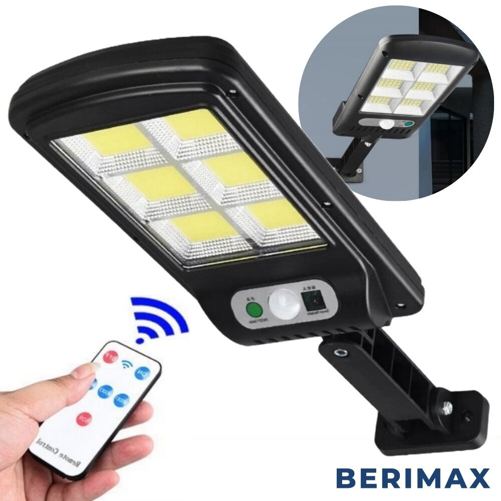 Gatvės šviestuvas Berimax SL601 su saulės baterija 120 LED BRM_1409055 kaina ir informacija | Lauko šviestuvai | pigu.lt
