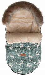 Žieminis miegmaišis-vokelis kūdikiui su kailiuku Miško gyvūnai, smėlio/žalsvas, 90 x 45 cm kaina ir informacija | Vokeliai, miegmaišiai, pagalvės | pigu.lt