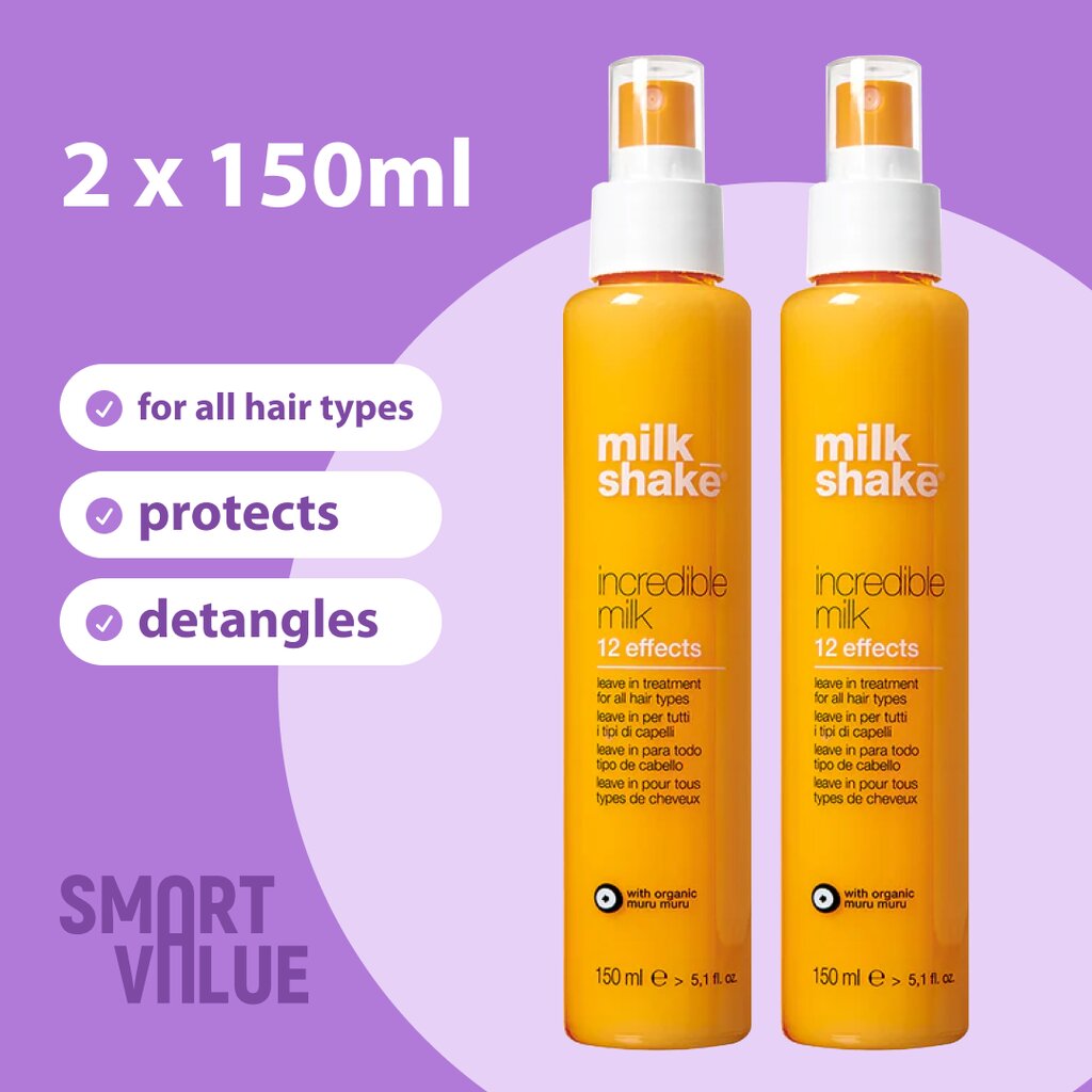 Plaukų pienelis Milk Shake Leave In Incredible Milk, 2x150 ml kaina ir informacija | Balzamai, kondicionieriai | pigu.lt