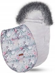 Žieminis miegmaišis-vokelis kūdikiui su kailiuku Gėlytės, pilka, 90 x 45 cm цена и информация | Детские подушки, конверты, спальники | pigu.lt