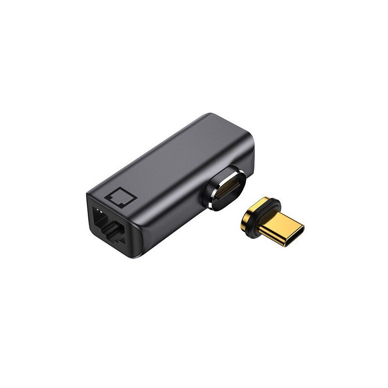 Magnetinis adapteris USB Type-C - RJ-45, 100/ 1000Mb kaina ir informacija | Adapteriai, USB šakotuvai | pigu.lt