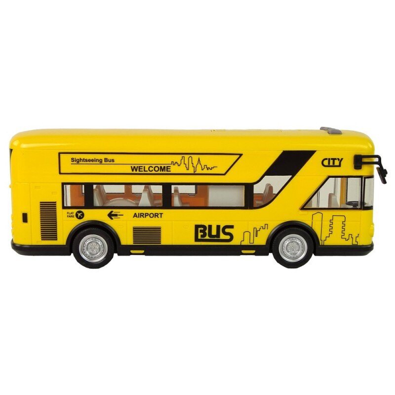 Muzikinis miesto autobusas su frikcine pavara LeanToys, geltonas kaina ir informacija | Žaislai berniukams | pigu.lt