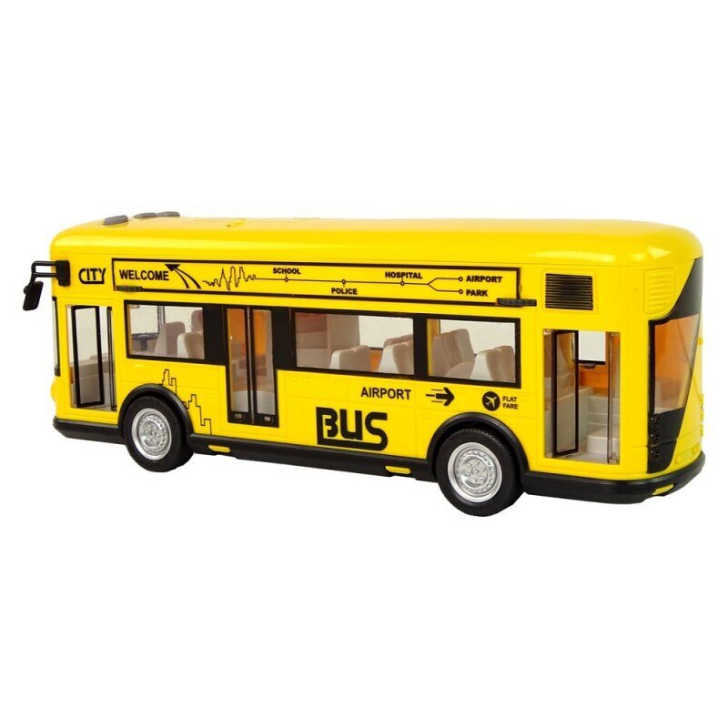 Muzikinis miesto autobusas su frikcine pavara LeanToys, geltonas цена и информация | Žaislai berniukams | pigu.lt
