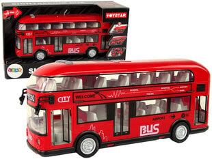 Žaislinis dviaukštis miesto autobusas Lean Toys, raudonas, 27x12x7 cm kaina ir informacija | Žaislai berniukams | pigu.lt