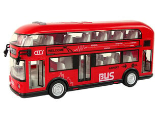 Žaislinis dviaukštis miesto autobusas Lean Toys, raudonas, 27x12x7 cm цена и информация | Игрушки для мальчиков | pigu.lt