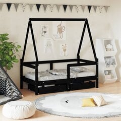 Vaikiškos lovos rėmas vidaXL, 70x140 cm, juodas цена и информация | Детские кровати | pigu.lt