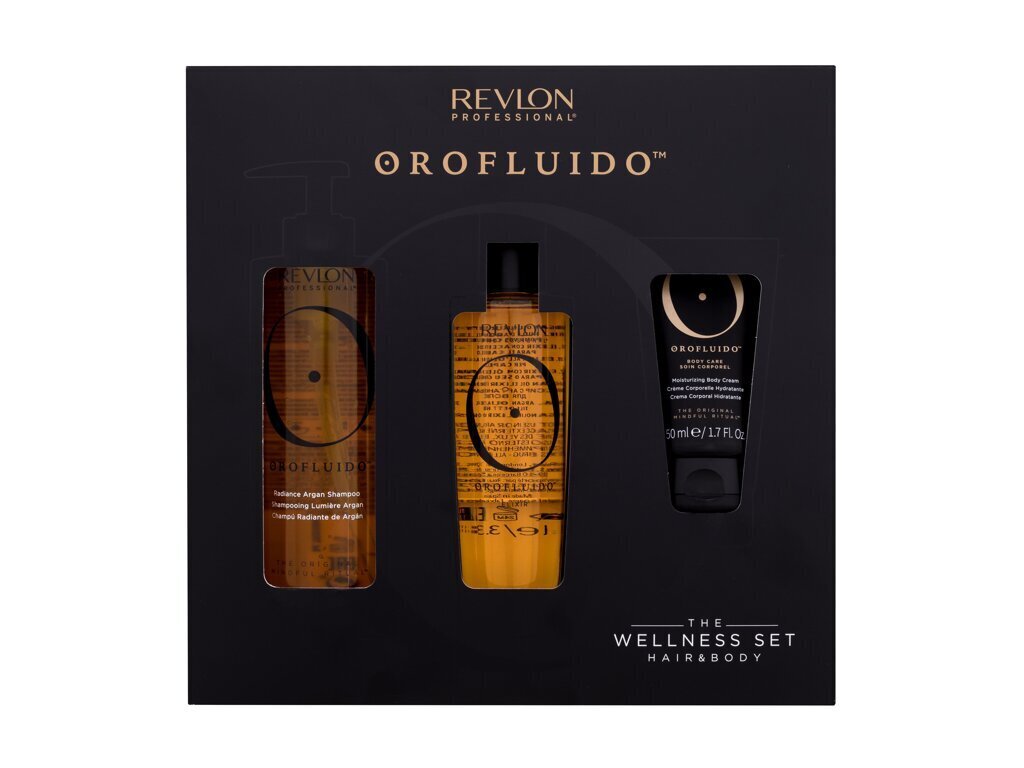 Dovanų rinkinys Revlon Orofluido Professional: šampūnas, 240 ml + plaukų eleksyras, 100 ml + kūno kremas, 50 ml kaina ir informacija | Šampūnai | pigu.lt