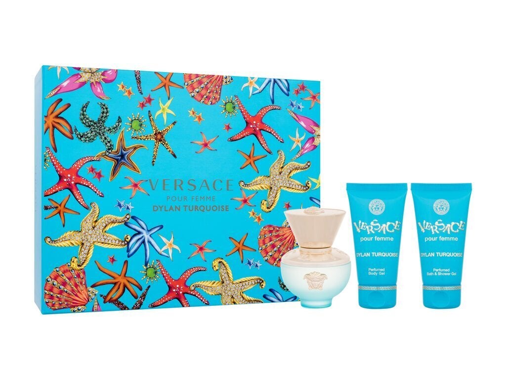 Dovanų rinkinys moterims Versace Dylan Turquoise: tualetinis vanduo EDT, 50 ml + dušo želė, 50 ml + kūno losjonas kaina ir informacija | Kvepalai moterims | pigu.lt