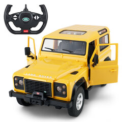 Nuotoliniu būdu valdomas automobilis Land Rover Defender Rastar, geltonas kaina ir informacija | Žaislai berniukams | pigu.lt