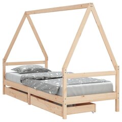 Vaikiškas lovos rėmas vidaXL, 90x190 cm, rudas цена и информация | Детские кровати | pigu.lt