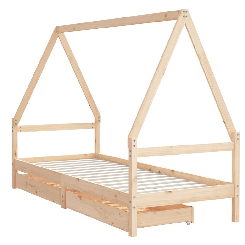 Vaikiškas lovos rėmas vidaXL, 90x200 cm, rudas цена и информация | Vaikiškos lovos | pigu.lt