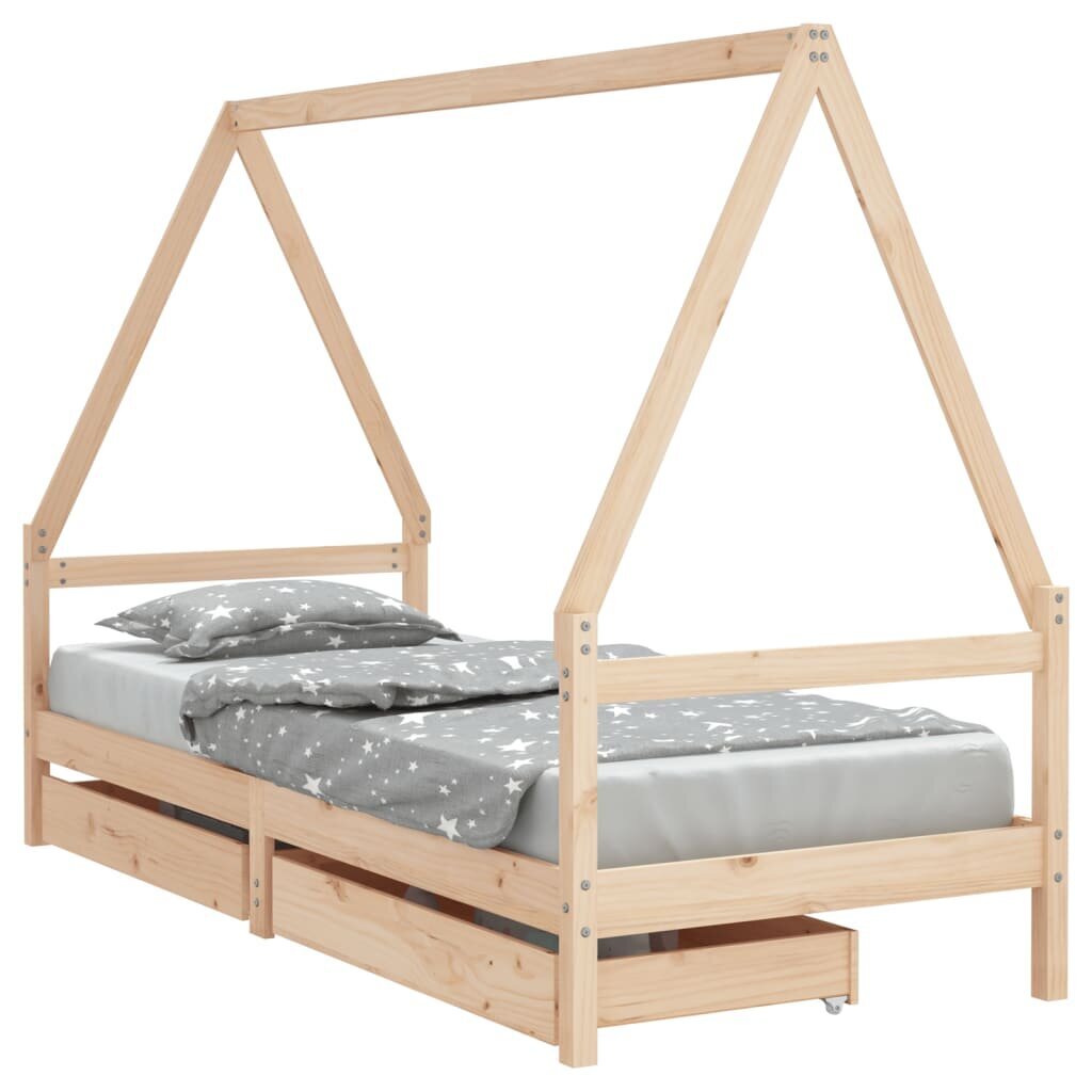 Vaikiškas lovos rėmas vidaXL, 90x200 cm, rudas kaina ir informacija | Vaikiškos lovos | pigu.lt