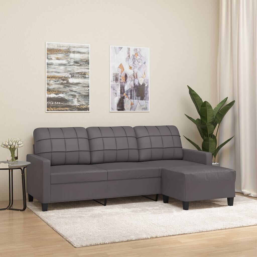 Trivietė sofa su pakoja vidaXL, 180cm, pilka kaina ir informacija | Sofos | pigu.lt