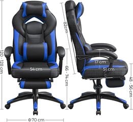 Žaidimų kėdė Songmics OBG77BU, juoda/mėlyna kaina ir informacija | Biuro kėdės | pigu.lt