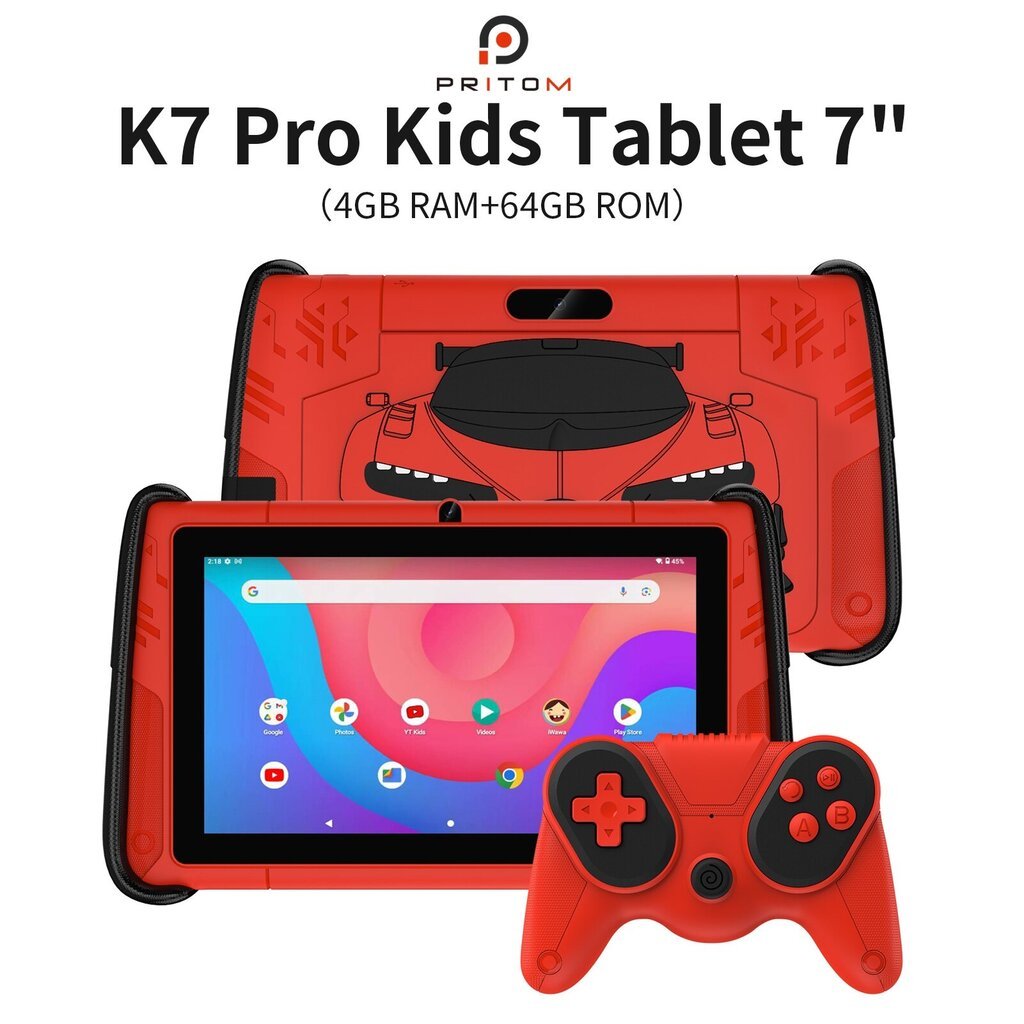 Planšetinis kompiuteris vaikams, PRITOM 7 colių Android 12 kaina ir informacija | Planšetiniai kompiuteriai | pigu.lt