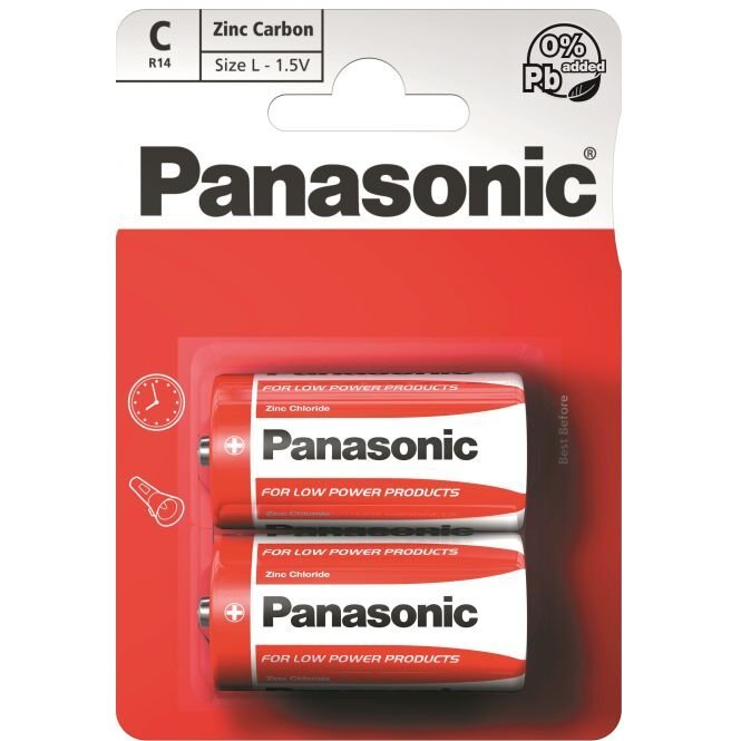 Panasonic elementai Red Zinc R14 (C), 2 vnt. kaina ir informacija | Elementai | pigu.lt