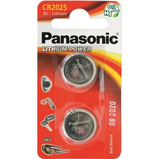 Panasonic elementai Lithium CR2025 2BP, 2 vnt. цена и информация | Elementai | pigu.lt