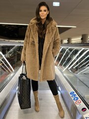 Женское плюшевое пальто oversize Och Bella, бежевый тедди цена и информация | Женские пальто | pigu.lt