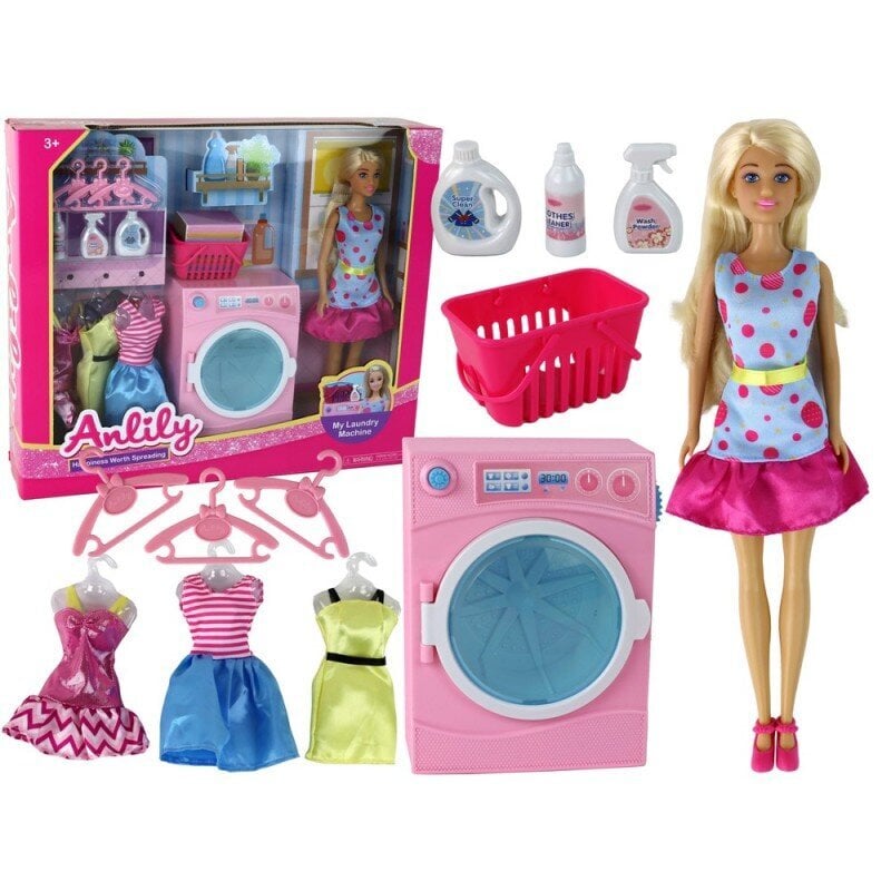 Lėlė Anlily su skalbimo mašina ir priedais kaina ir informacija | Žaislai mergaitėms | pigu.lt