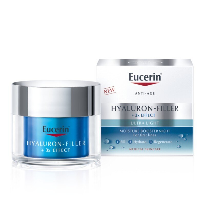 Intensyviai drėkinantis naktinis gelinis kremas su trigubu poveikiu Eucerin Hyaluron-Filler, 50 ml цена и информация | Veido kremai | pigu.lt