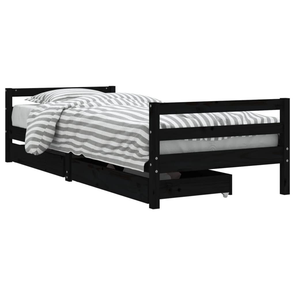 Vaikiškos lovos rėmas vidaXL, 80x200 cm, juodas kaina ir informacija | Vaikiškos lovos | pigu.lt