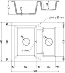 Granitinė virtuvinė plautuvė Mexen Carlos su maišytuvu ir sifonu, White+Black(B) цена и информация | Раковины на кухню | pigu.lt