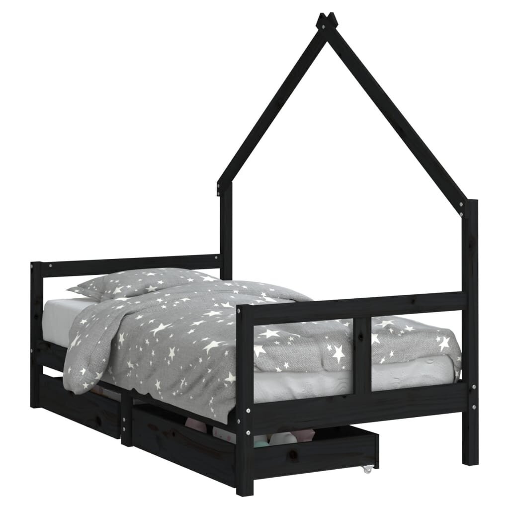 Vaikiškos lovos rėmas vidaXL, 80x160 cm, juodas цена и информация | Vaikiškos lovos | pigu.lt