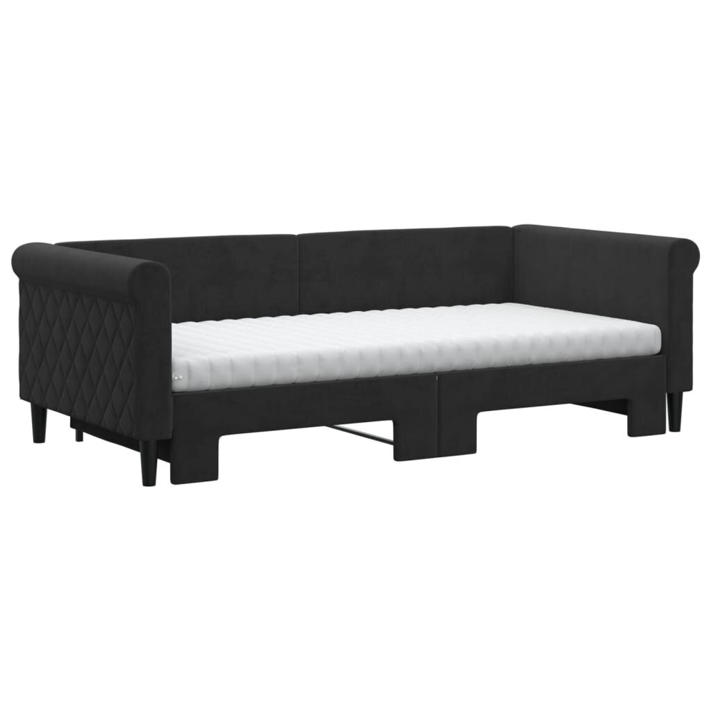 Sofa-lova vidaXL, 90x190 cm, juoda kaina ir informacija | Lovos | pigu.lt