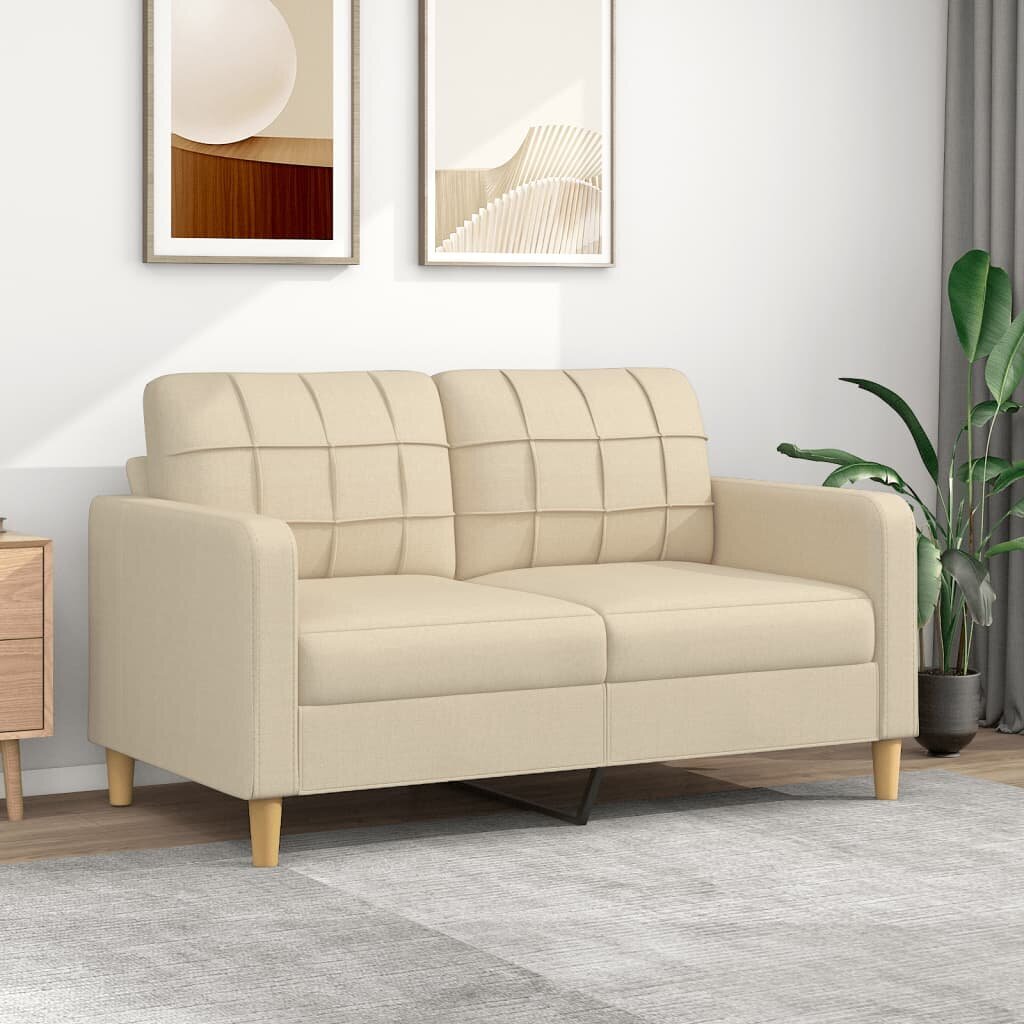 Dvivietė sofa vidaXL, 140cm, smėlio spalvos kaina ir informacija | Sofos | pigu.lt