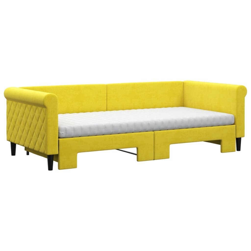 Sofa-lova vidaXL, 90x200 cm, geltona kaina ir informacija | Lovos | pigu.lt