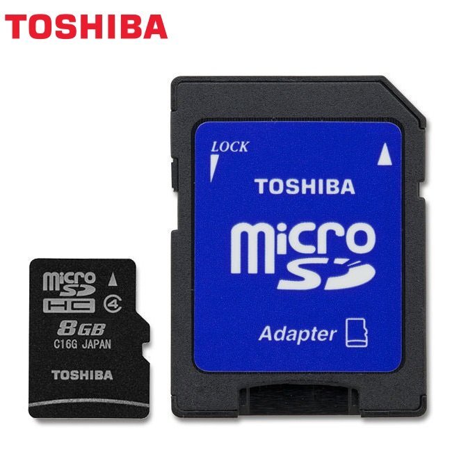 TOSHIBA microSD SDHC 8GB class 4 + adapter цена и информация | Atminties kortelės telefonams | pigu.lt