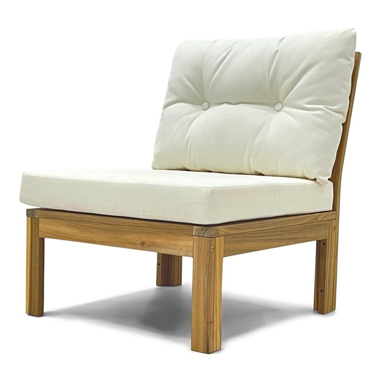 Modulinė sofos sėdimoji dalis Linh, balta/ruda kaina ir informacija | Lauko kėdės, foteliai, pufai | pigu.lt