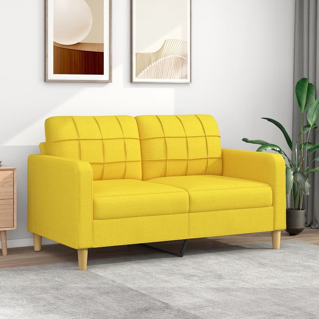 Dvivietė sofa vidaXL, 140cm, geltona цена и информация | Sofos | pigu.lt