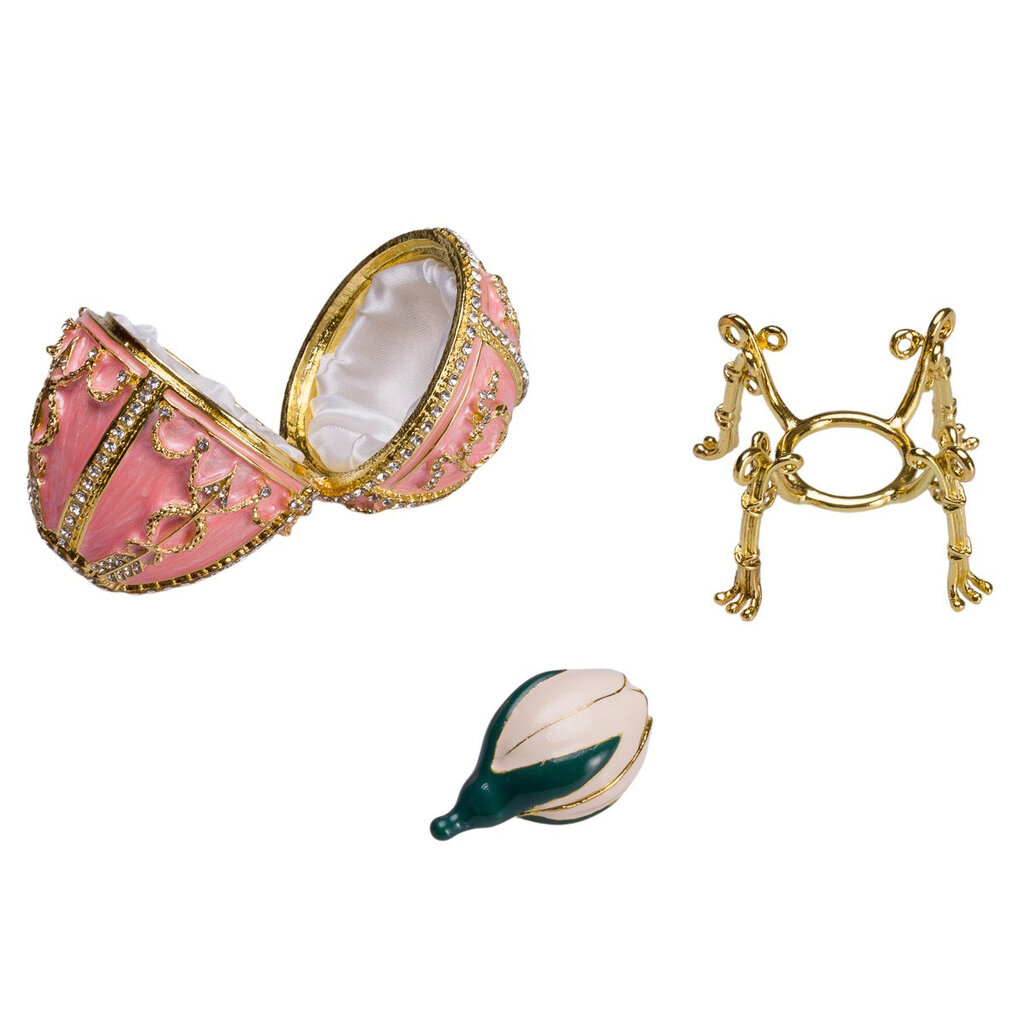 Faberge stiliaus kiaušinis, papuošalų dėžutė Rožių pumpuras su pakabuku цена и информация | Kitos originalios dovanos | pigu.lt